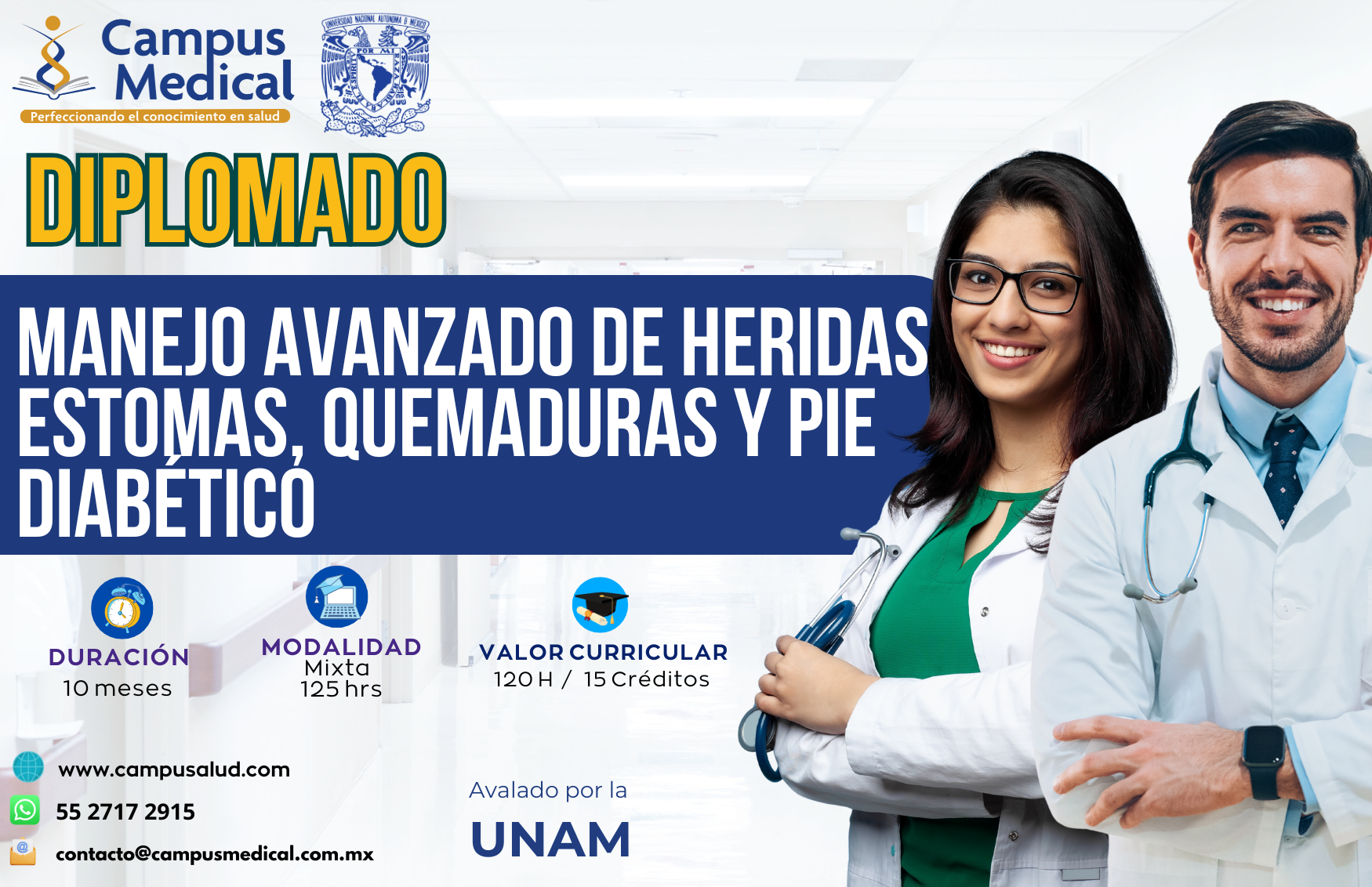 Diplomado con aval UNAM en Heridas y Estomas